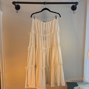 White Fox Beachy Cream Tiered Skirt